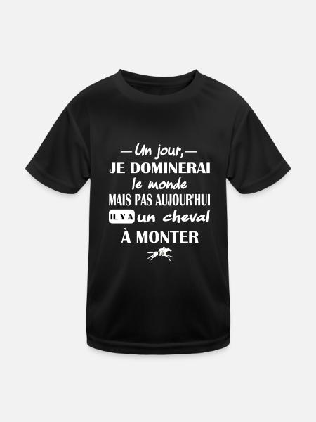 Un jour je dominerai le monde t-shirt équitation - T-shirt sport Enfant - noir - Devant