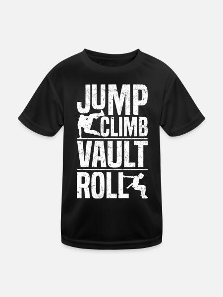Parkour - Kinder Funktions-T-Shirt - Schwarz - Vorne