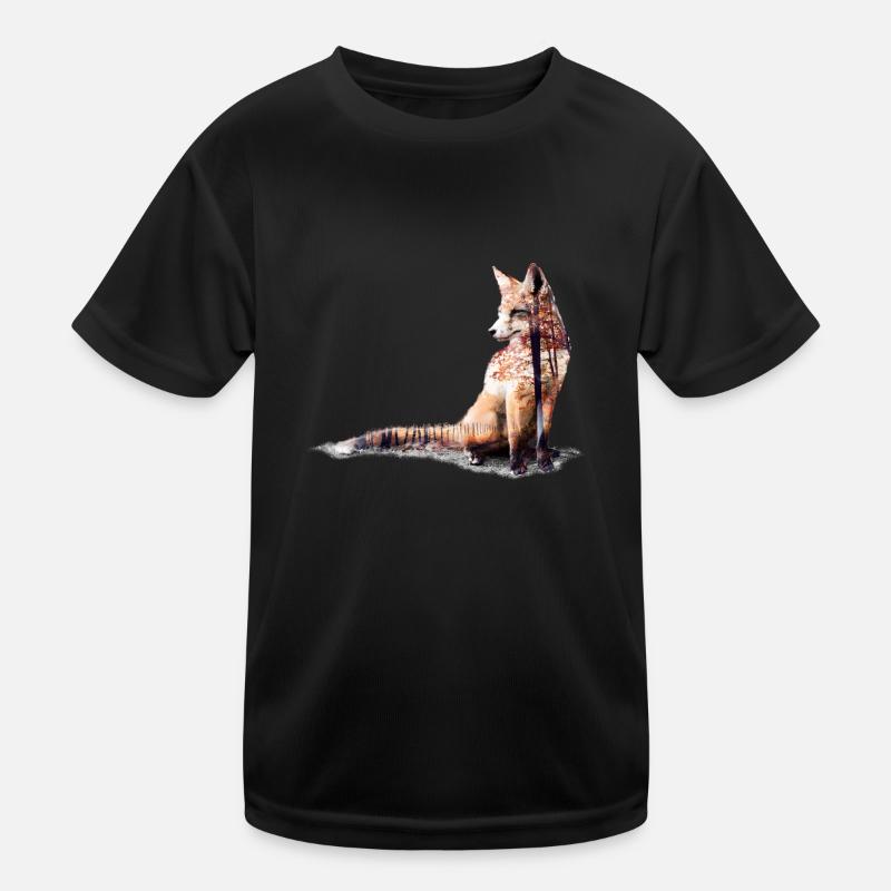 Fuchs - Kinder Funktions-T-Shirt - Schwarz