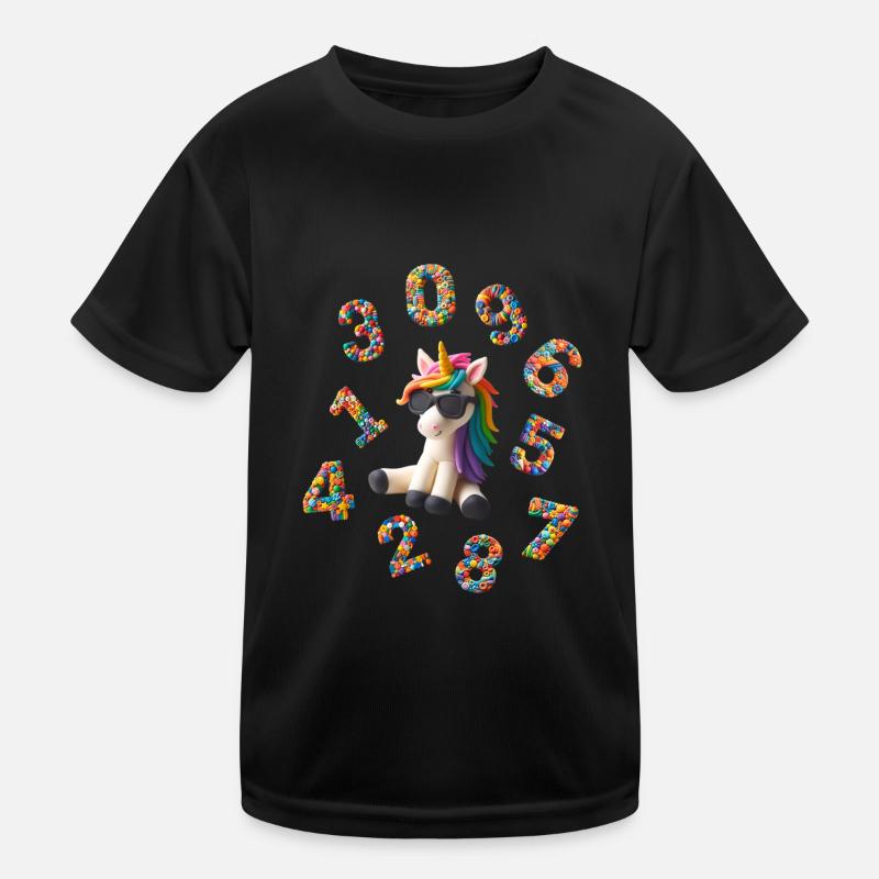 Zahlen - Zurück in die Schule mit Einhorn Kinder Funktions-T-Shirt