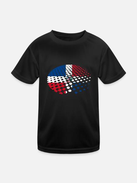 Dominikanische Republik Flagge Dom Rep Fahne Reise - Kinder Funktions-T-Shirt - Schwarz - Vorne