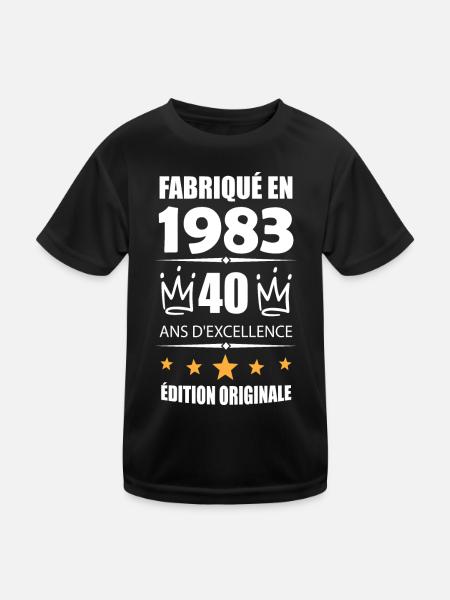 Vintage 1983 40Ans Anniversaire Cadeau Homme Femme - T-shirt sport Enfant - noir - Devant