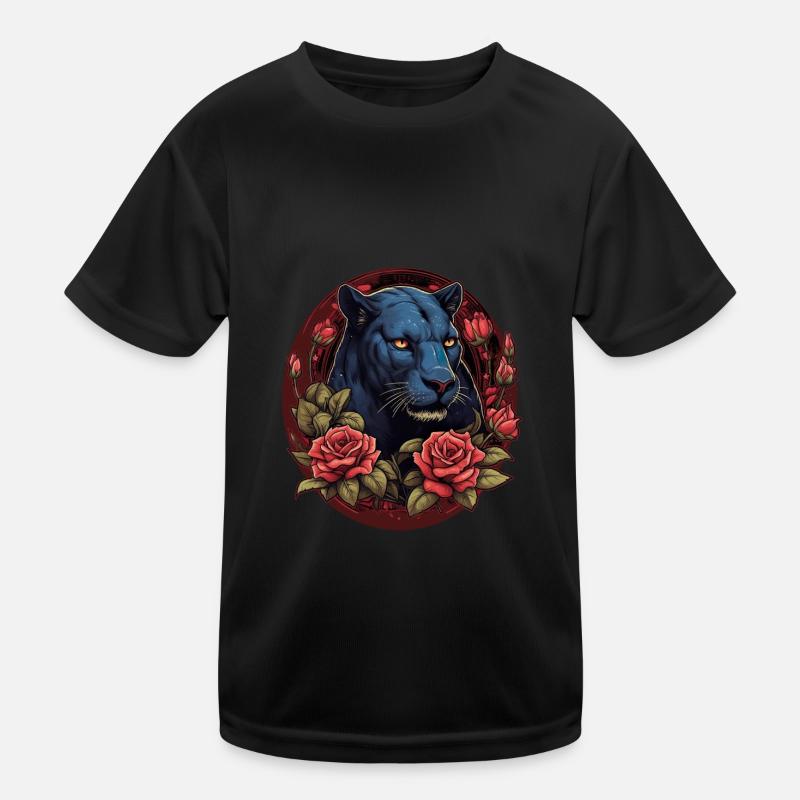 Schwarzer Panther Großkatze Kinder Funktions-T-Shirt