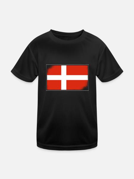 Drapeau du Danemark Scandinavie Drapeau du Danemark Voyage - T-shirt sport Enfant - noir - Devant