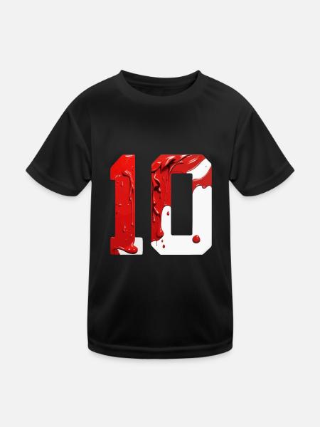 NO. 10 NUMBER 10 RED WHITE 10TH BIRTHDAY - Kids Functional T-Shirt - black - Front