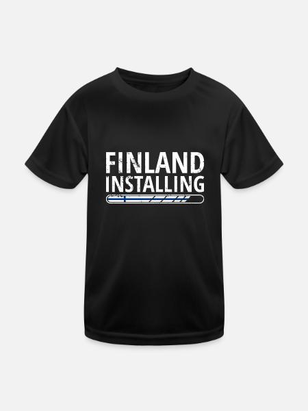 Finnland Flagge Suomi Finnische Fahne Used Look - Kinder Funktions-T-Shirt - Schwarz - Vorne