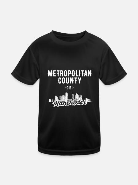 Manchester Metropolitan County Heimat Geschenk - Kinder Funktions-T-Shirt - Schwarz - Vorne
