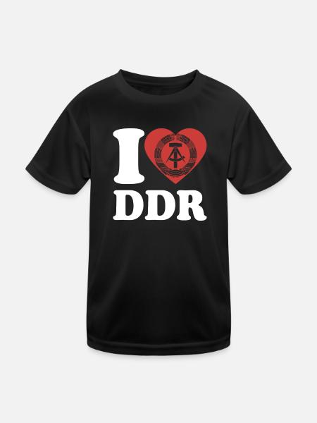 I Love DDR - Herz - Ostalgie - Kinder Funktions-T-Shirt - Schwarz - Vorne