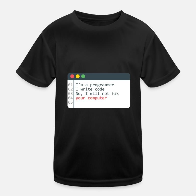 Programmierer HTML Computer Coder Codierung Programmierung - Kinder Funktions-T-Shirt - Schwarz