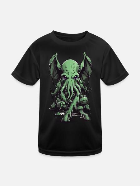 Slimy Halloween Cthulhu Tentacles Monster - Kids Functional T-Shirt - black - Front