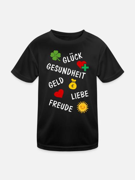 Silvester Wünsche Glückwunsch Geburtstag Glück - Kinder Funktions-T-Shirt - Schwarz