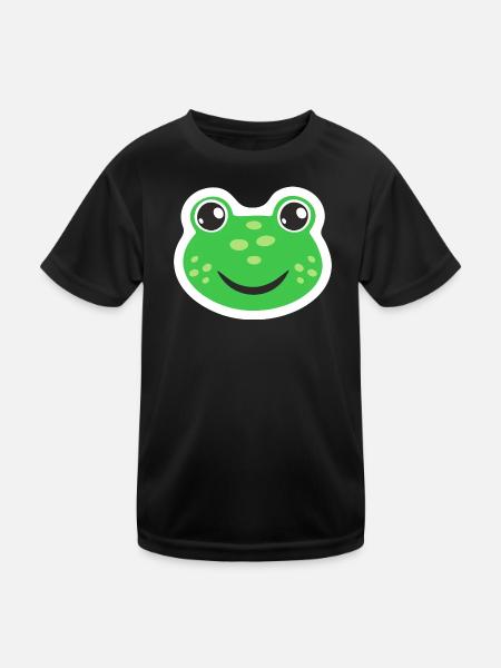 Frosch Karneval Kostüm Froschkostüm Fasching Kröte - Kinder Funktions-T-Shirt - Schwarz - Vorne