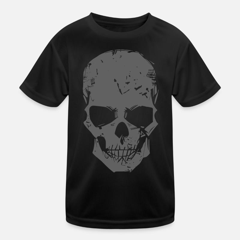 Schädel Grau Kinder Funktions-T-Shirt
