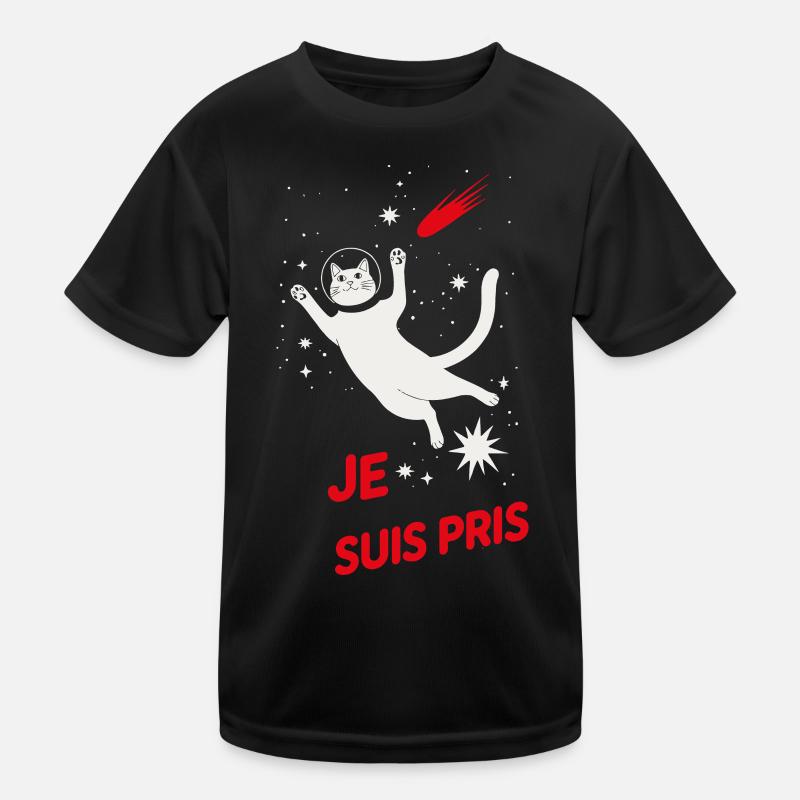 Astronaut Cat Je Suis Pris - Kids Functional T-Shirt - black