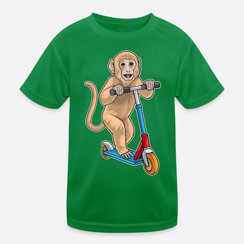Monkey Kick Scooter Kids Functional T-Shirt