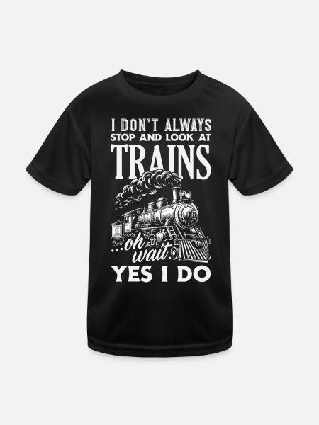 I don't always stop for trains funny - Kids Functional T-Shirt - black - Front