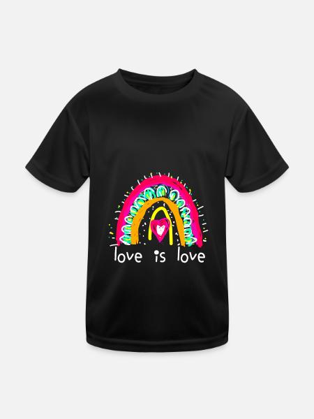 L’amour est l’amour, arc-en-ciel, coloré, bohème - T-shirt sport Enfant - noir - Devant