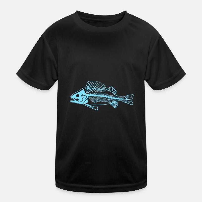 Blauer Barsch Gräte das coole Fischgräten Design Kinder Funktions-T-Shirt