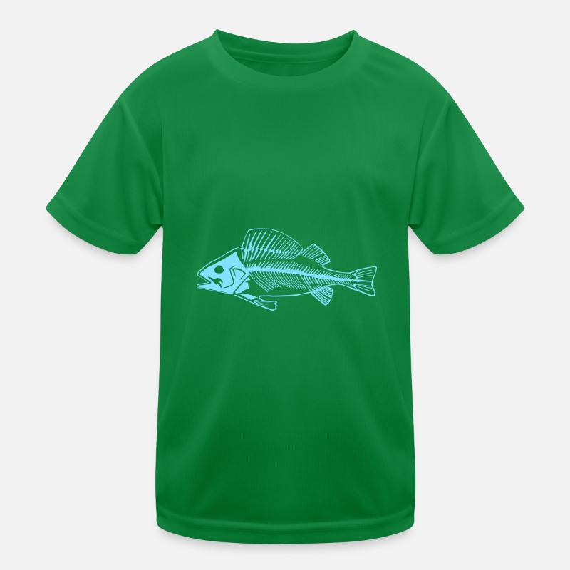 Blauer Barsch Gräte das coole Fischgräten Design Kinder Funktions-T-Shirt