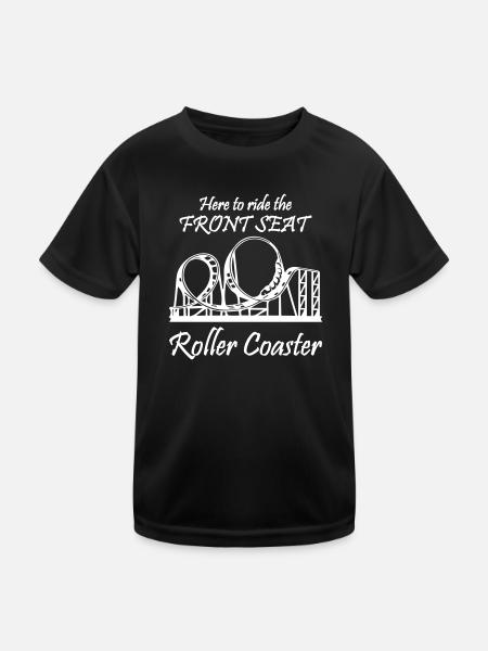 Here To Ride The Front Roller Coaster - Kids Functional T-Shirt - black - Front