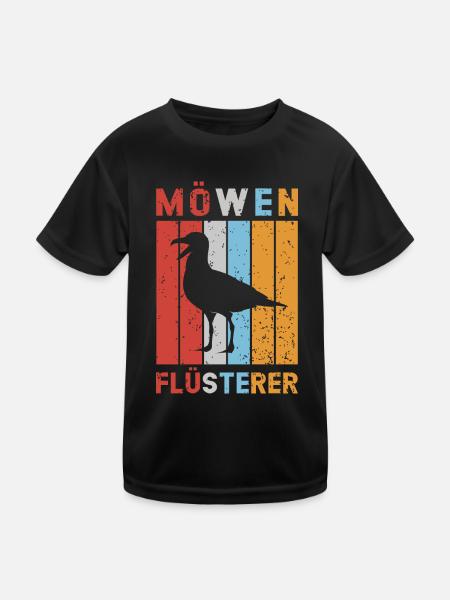 Möwen Flüsterer Möwe Nordsee Ostsee Vintage - Kinder Funktions-T-Shirt - Schwarz - Vorne