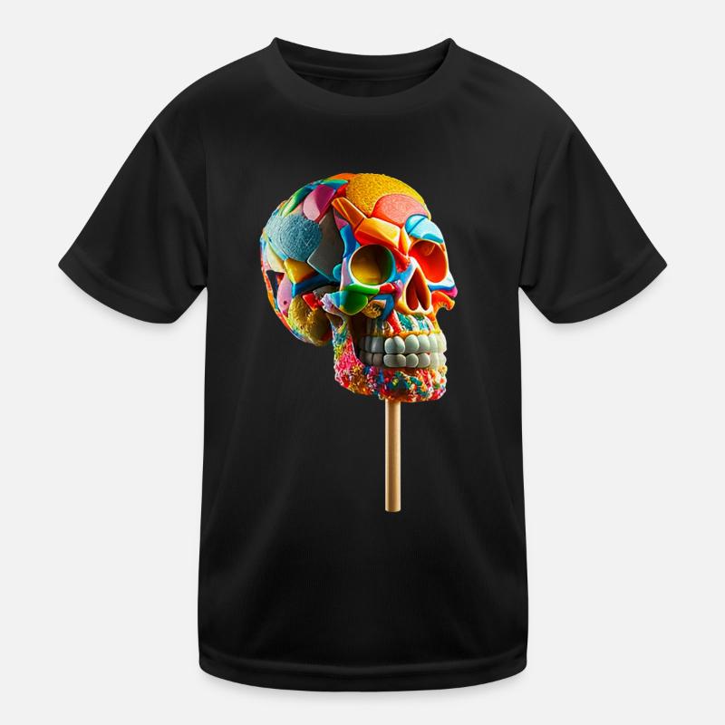 Sweets Lollipop Skull Kids Functional T-Shirt