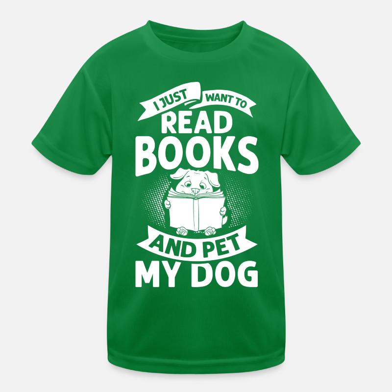 Book Dog Reading Bookworm Librarian Reader Kids Functional T-Shirt