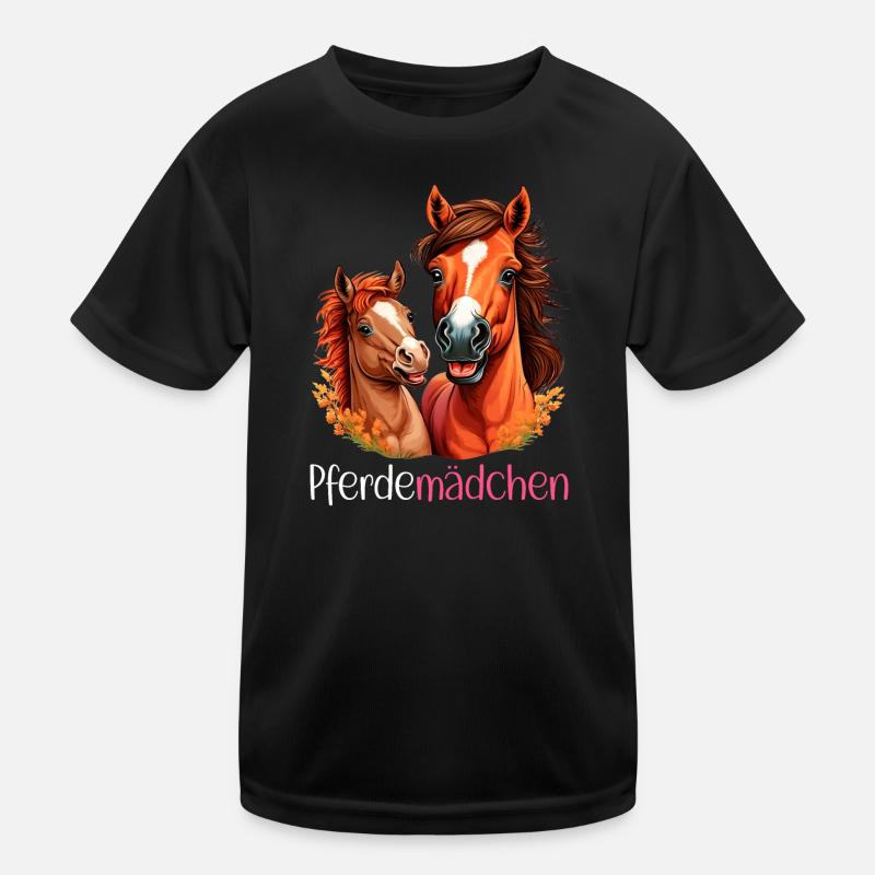 Pferdemädchen Pferdeshirt Pferd Fohlen Mädchen Kinder Funktions-T-Shirt
