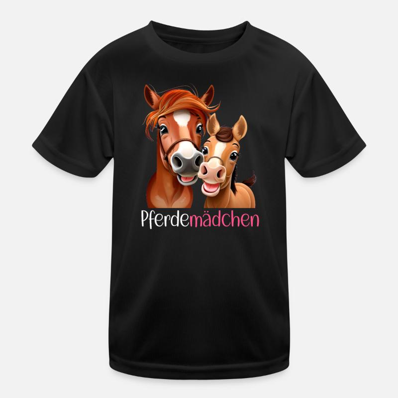 Pferdemädchen Pferdeshirt Pferd Comic Mädchen Süß Kinder Funktions-T-Shirt