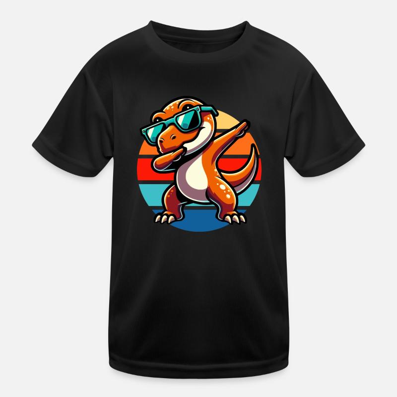 Dabbing T-Rex Vintage Sunset Kinder Funktions-T-Shirt