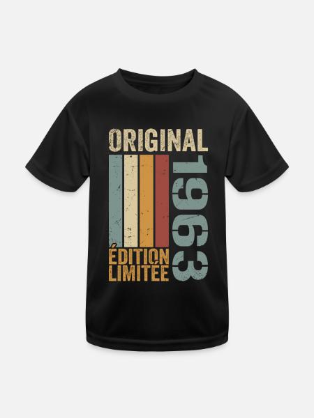 1963 | Édition Limitée cadeau d'anniversaire 1963 - T-shirt sport Enfant - noir - Devant