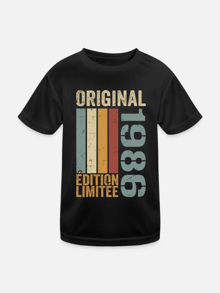 Jahrgang 1986 | Limitierte Auflage 1986 Geburtstagsgeschenk - Kinder Funktions-T-Shirt - Schwarz - Vorne