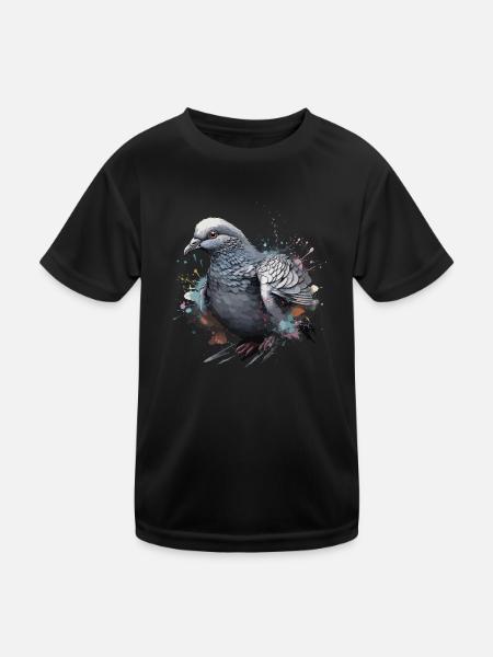 Taube Aquarell Täubchen Vogel Taubenzüchter - Kinder Funktions-T-Shirt - Schwarz
