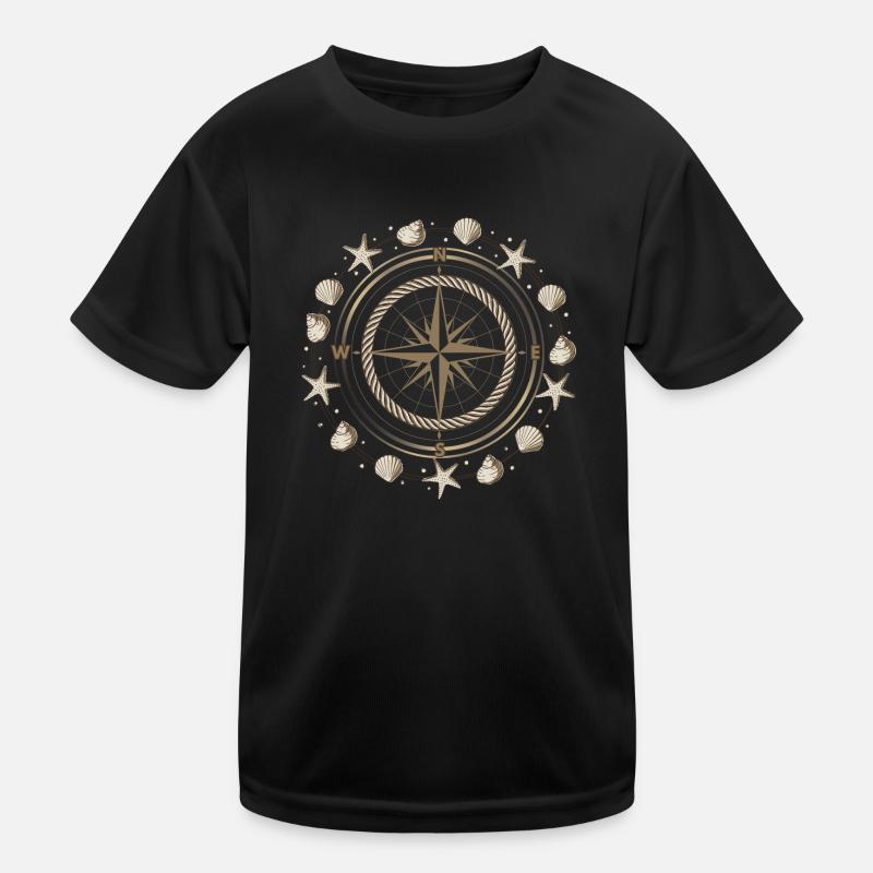 Kompass Maritim Muscheln Kinder Funktions-T-Shirt