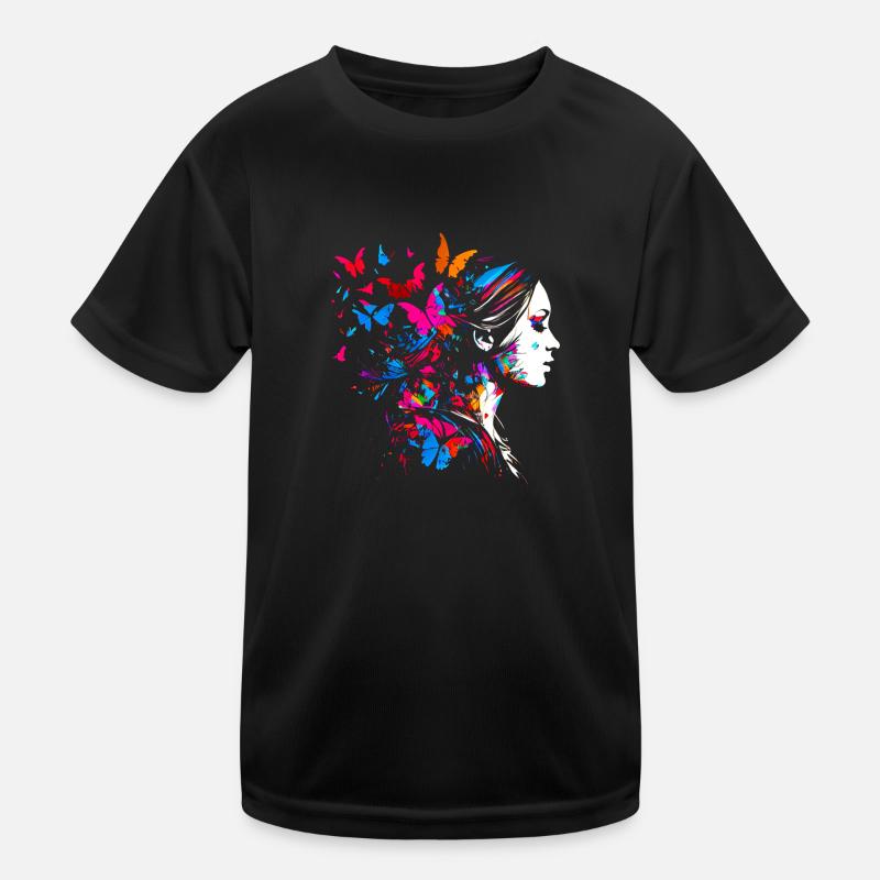 Psychedelisches Artwork Schmetterlinge - Open Mind Kinder Funktions-T-Shirt