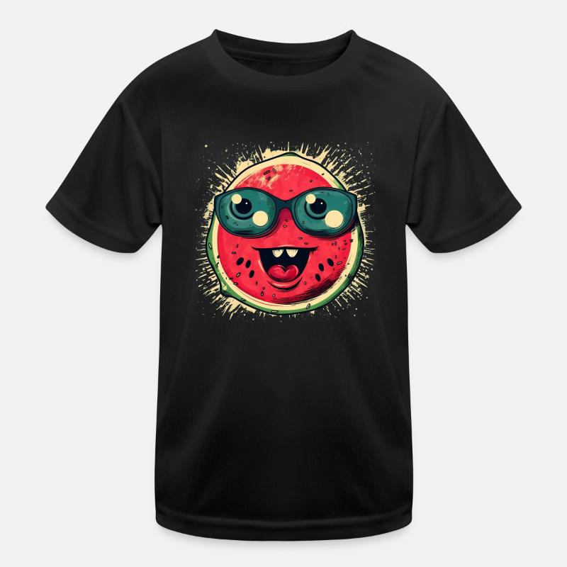 Saftige Wassermelone mit Sonnenbrille Kinder Funktions-T-Shirt