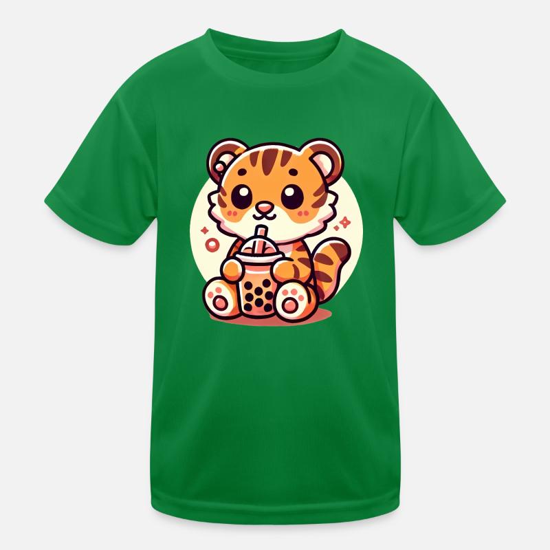 Illustration mignonne de thé Tiger Boba T-shirt sport Enfant