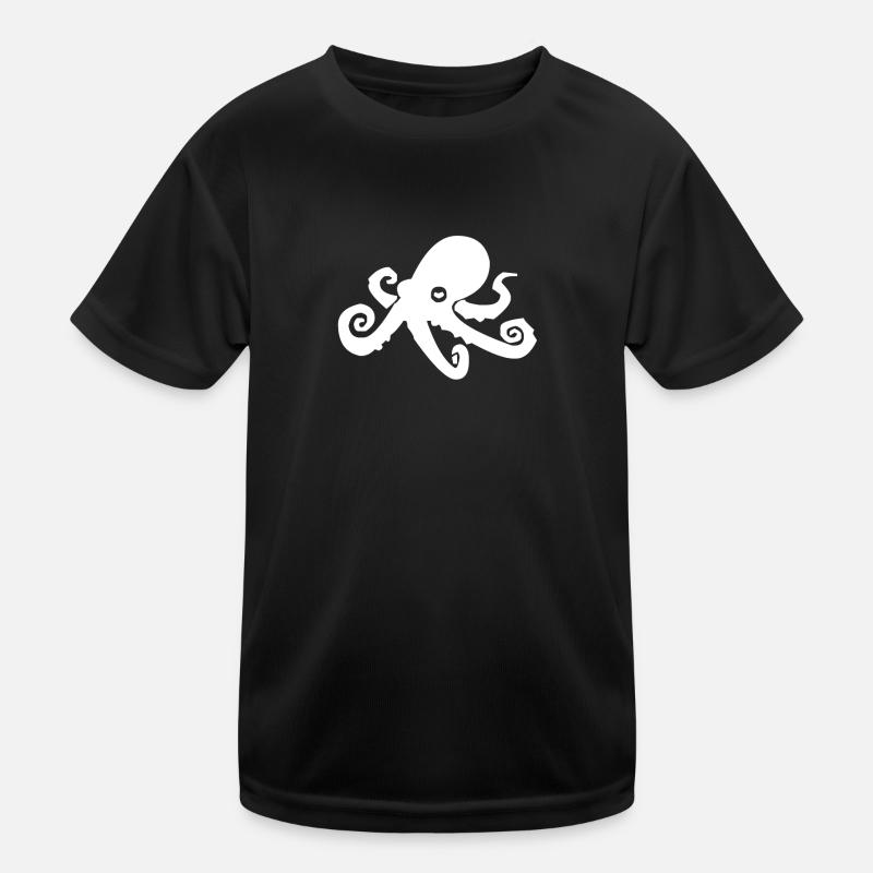 Krake - Kinder Funktions-T-Shirt - Schwarz
