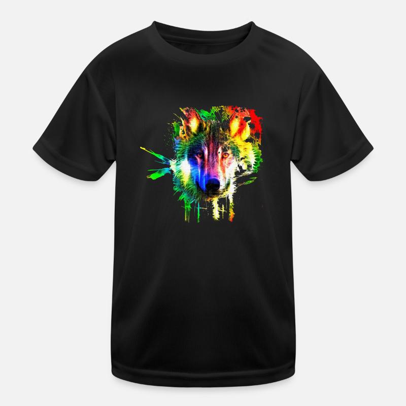 Wolf Splash Moderne - T-shirt sport Enfant - noir