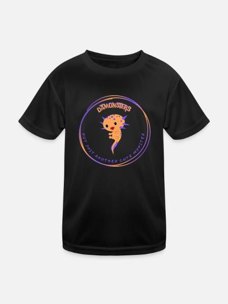 Noch ein süßer Monster Ornge - Kinder Funktions-T-Shirt - Schwarz - Vorne