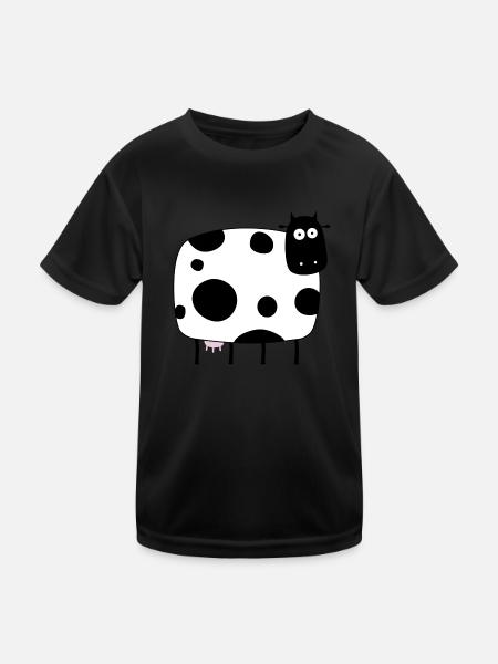 Kuh - Kinder Funktions-T-Shirt - Schwarz