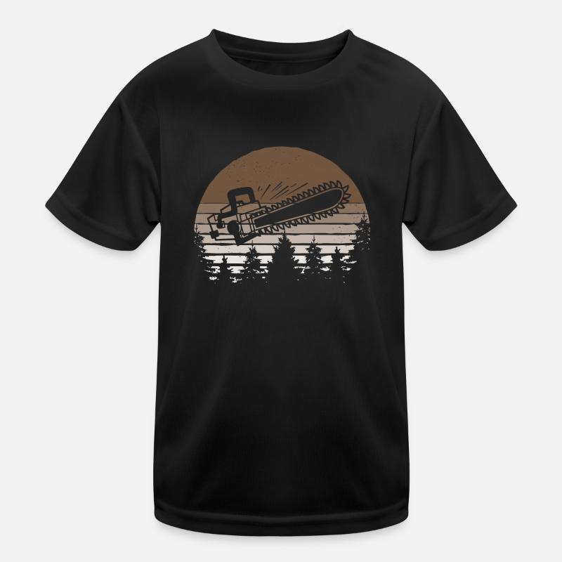 Retro Wood Chainsaw Forest Chainsaw Lumberjack Kids Functional T-Shirt