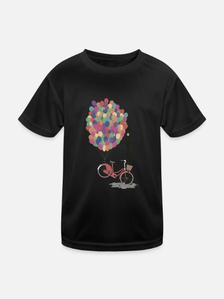 Love to Ride my Bike with Balloons - Kids Functional T-Shirt - black