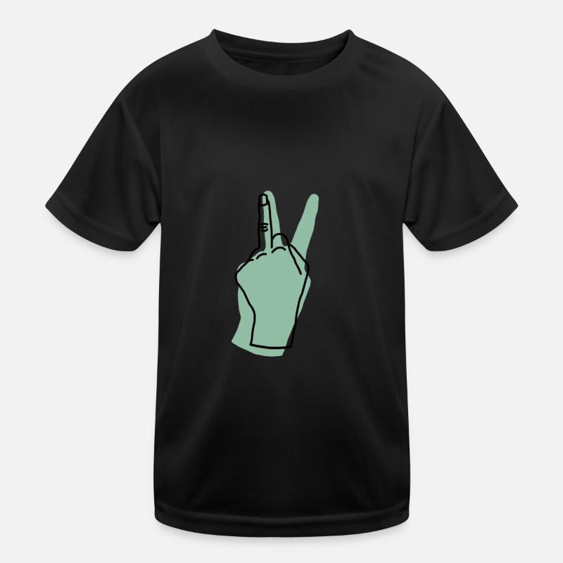 peace hand green Kinder Funktions-T-Shirt