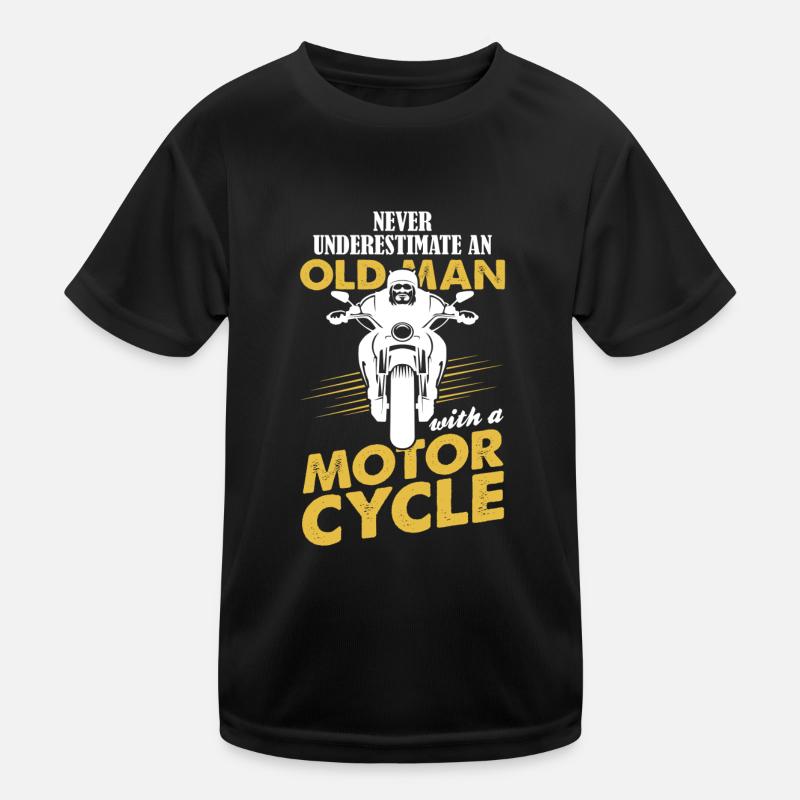 Never Underestimate An Old Man With A Motor Cycle - Kids Functional T-Shirt - black