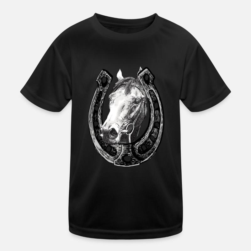 Cheval regarde à travers un fer à cheval T-shirt sport Enfant