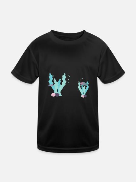Muscheln und Korallen - Kinder Funktions-T-Shirt - Schwarz - Vorne