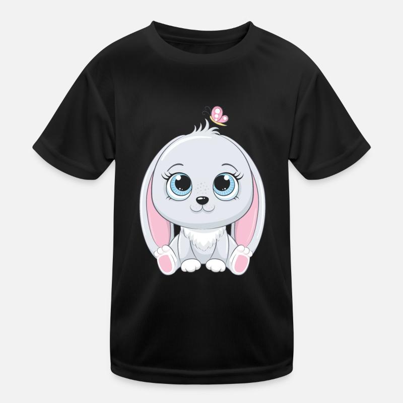 hase sitzend mit schmetterling Kinder Funktions-T-Shirt