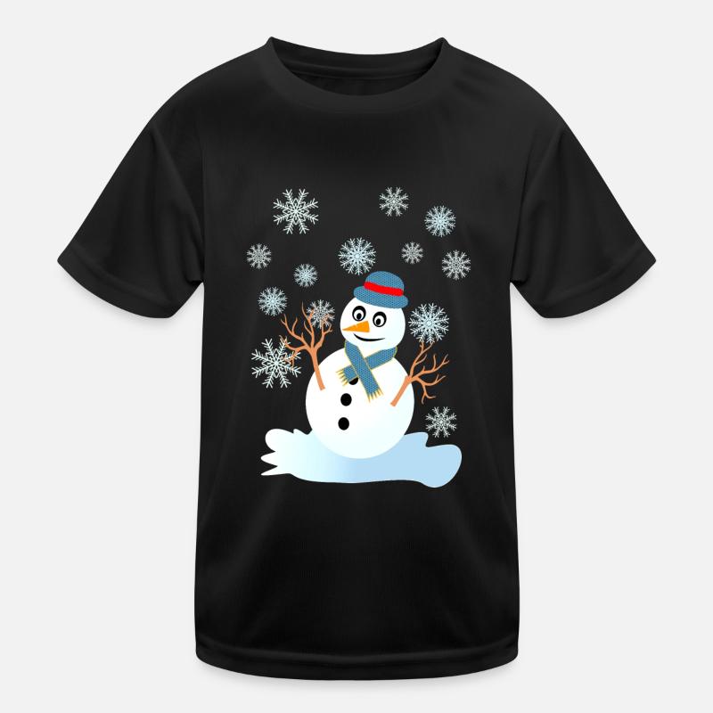 snowman and snowflakes cool christmas Kids Functional T-Shirt
