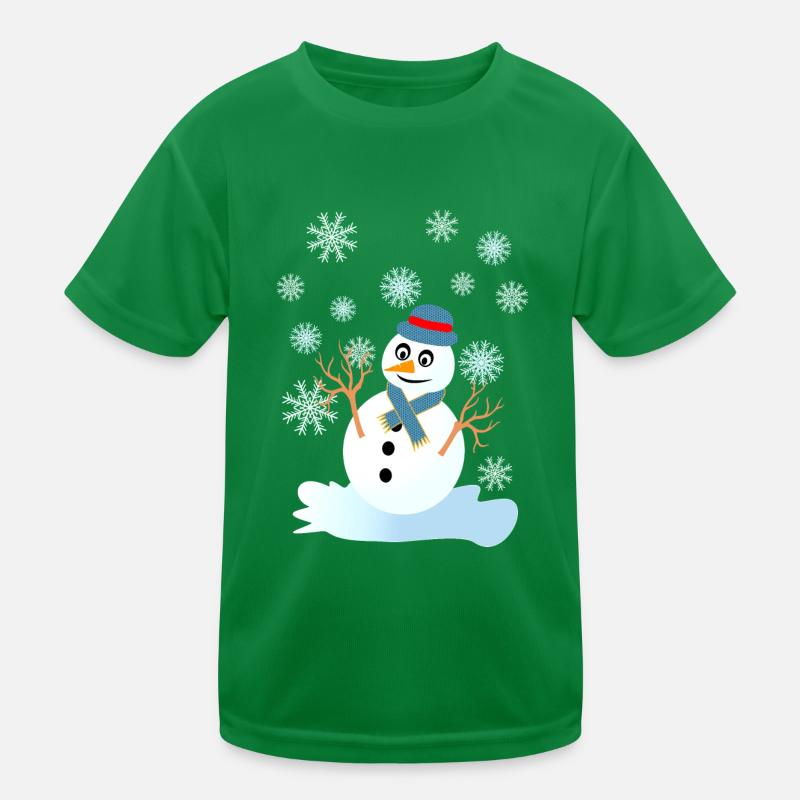snowman and snowflakes cool christmas Kids Functional T-Shirt